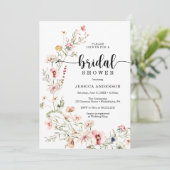 Invitation fleur sauvage Rose Floral Douche nuptia (Debout devant)