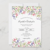 Invitation Fleur sauvage rose jaune pourpre Boho Mariage mode (Devant)