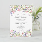 Invitation Fleur sauvage rose jaune pourpre Boho Mariage mode (Debout devant)