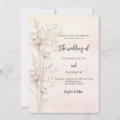 Invitation fleur sauvage rose mariage (Devant)