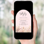 Invitation Fleur sauvage rose noir flores 50e anniversaire