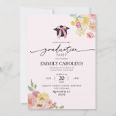 Invitation Fleur sauvage rose pâle avec photo (Dos)