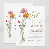 Invitation Fleur sauvage rose pâle Floral Mariage chrétien (Devant / Derrière)