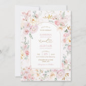 Invitation Fleur sauvage rose pâle Papillon Jardin Mariage (Devant)