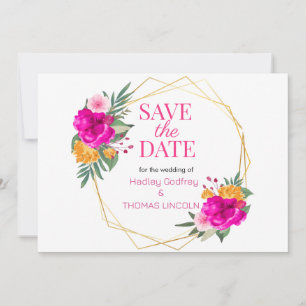 Invitation Fleur sauvage rose Ressort Enregistrer la date