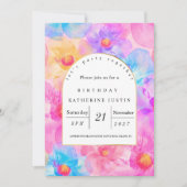 Invitation Fleur sauvage rose rose chic moderne (Devant)