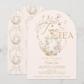 Invitation Fleur sauvage rose temps pour la Fête des mariées  (Devant / Derrière)