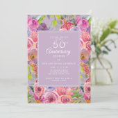 Invitation Fleur sauvage rose violet 50e anniversaire de Mari (Debout devant)