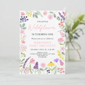 Invitation Fleur sauvage rose violet Anniversaire (Debout devant)
