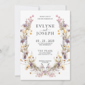 Invitation Fleur sauvage rose violet Boho Floral Wreath Maria (Devant)