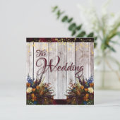 Invitation Fleur sauvage, Ruban Bourgogne et Mariage lumineux (Debout devant)