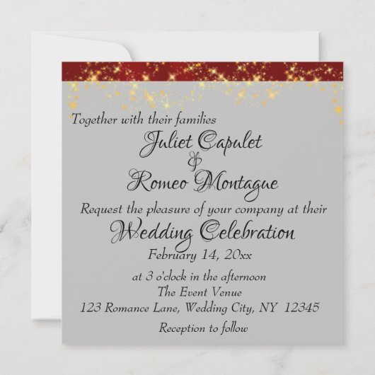 Invitation Fleur sauvage, ruban rouge et Mariage lumineux (Dos)