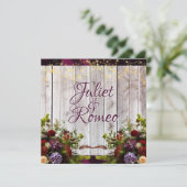 Invitation Fleur sauvage, ruban violet et Mariage lumineux 2 (Debout devant)