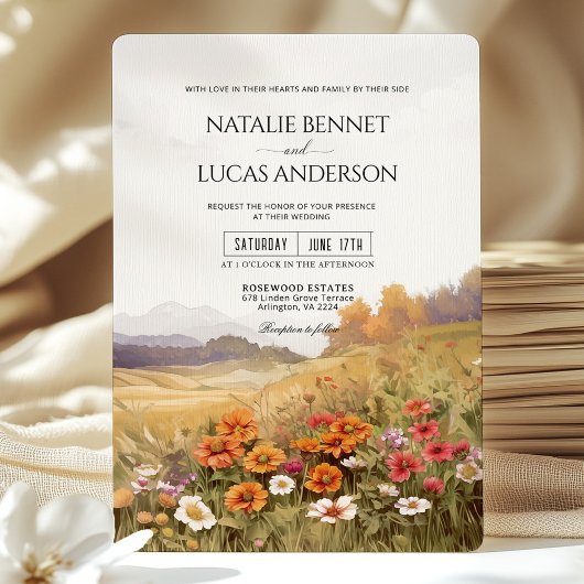 Invitation Fleur sauvage Russe Paysage Mariage