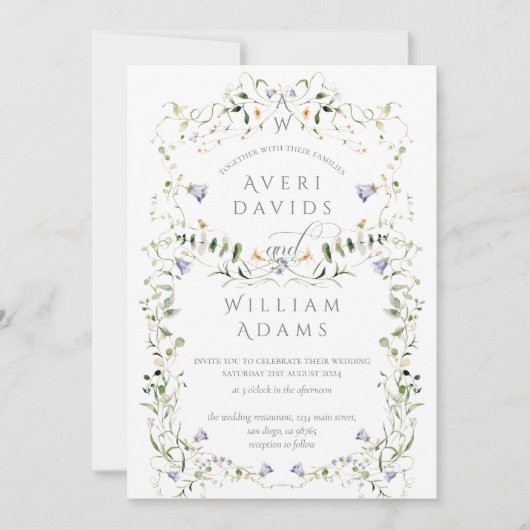Invitation Fleur sauvage Rustic Boho Floral Mariage (Devant)