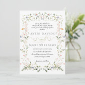 Invitation Fleur sauvage Rustic Boho Floral Photo Mariage (Debout devant)
