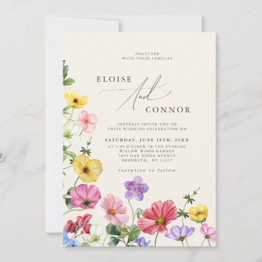 Invitation Fleur sauvage Rustic Chic Boho Pays Floral Mariage (Devant)