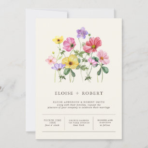 Invitation Fleur sauvage Rustic Chic Floral Mariage campagnar