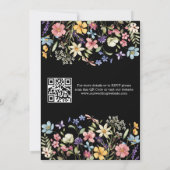 Invitation Fleur sauvage Rustic Chic Mariage noir QR Code (Dos)