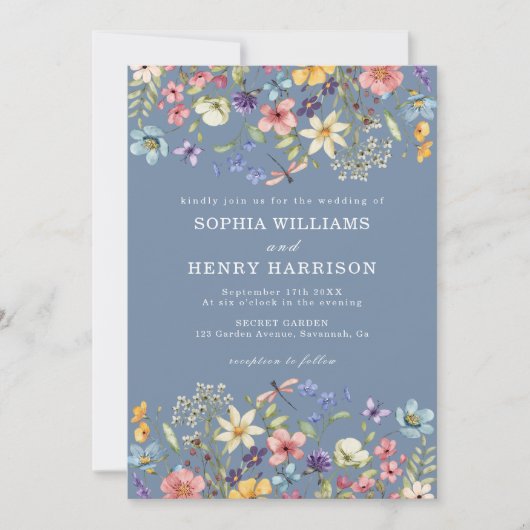 Invitation Fleur sauvage Rustic Chic Mariage QR Code (Devant)