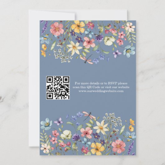 Invitation Fleur sauvage Rustic Chic Mariage QR Code (Dos)