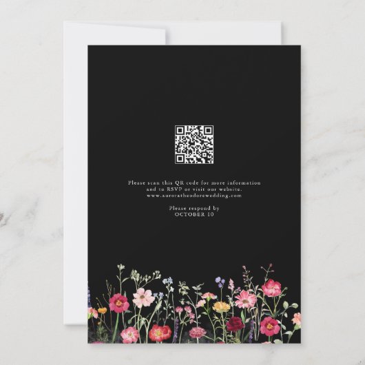 Invitation Fleur sauvage Rustic Country Garden QR Code Mariag (Dos)