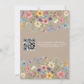 Invitation Fleur sauvage Rustic Country Taupe Mariage QR Code (Dos)