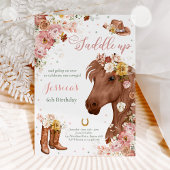 Invitation Fleur sauvage Rustic Horse Cowgirl fête d'annivers