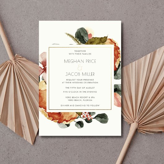 Invitation Fleur sauvage rustique automne Mariage floral