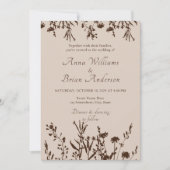 Invitation Fleur sauvage rustique automne prairie Mariage flo (Devant)