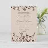 Invitation Fleur sauvage rustique automne prairie Mariage flo (Debout devant)