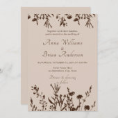 Invitation Fleur sauvage rustique automne prairie Mariage flo (Devant / Derrière)
