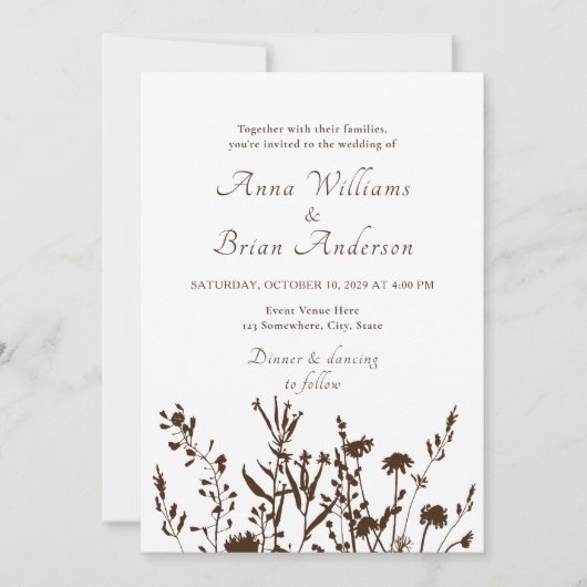 Invitation Fleur sauvage rustique automne prairie Mariage flo (Devant)