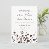Invitation Fleur sauvage rustique automne prairie Mariage flo (Debout devant)