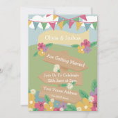 Invitation Fleur sauvage rustique avec Bunting et Signes Mari (Devant)