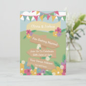 Invitation Fleur sauvage rustique avec Bunting et Signes Mari (Debout devant)