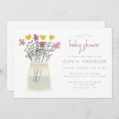Invitation Fleur sauvage rustique Baby shower Mason Jar (Devant / Derrière)