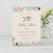 Invitation Fleur sauvage Rustique Bohème 78e Anniversaire Sim (Debout devant)