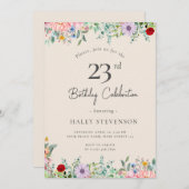Invitation Fleur sauvage Rustique Boho 23e anniversaire Simpl (Devant / Derrière)