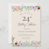 Invitation Fleur sauvage Rustique Boho 24e anniversaire Simpl (Devant)