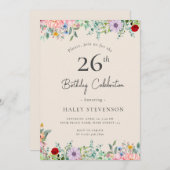 Invitation Fleur sauvage Rustique Boho 26e anniversaire Simpl (Devant / Derrière)