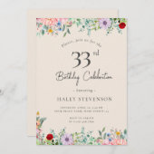 Invitation Fleur sauvage Rustique Boho 33e anniversaire Simpl (Devant / Derrière)