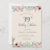 Invitation Fleur sauvage Rustique Boho 39e anniversaire Simpl (Devant)