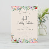 Invitation Fleur sauvage Rustique Boho 41e anniversaire Simpl (Debout devant)