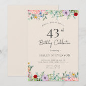 Invitation Fleur sauvage Rustique Boho 43e anniversaire Simpl (Devant / Derrière)