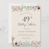 Invitation Fleur sauvage Rustique Boho 49e anniversaire Simpl (Devant)