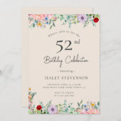 Invitation Fleur sauvage Rustique Boho 52e anniversaire Simpl (Devant / Derrière)