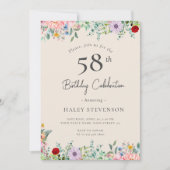 Invitation Fleur sauvage Rustique Boho 58e anniversaire Simpl (Devant)