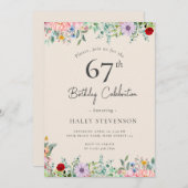 Invitation Fleur sauvage Rustique Boho 67e anniversaire Simpl (Devant / Derrière)