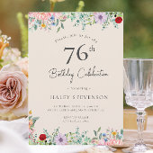 Invitation Fleur sauvage Rustique Boho 76e anniversaire Simpl